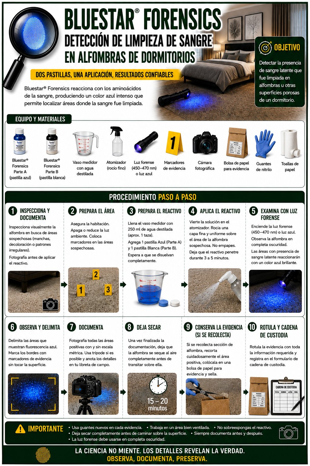 Infografía: Bluestar Forensics: detección de sangre limpiada