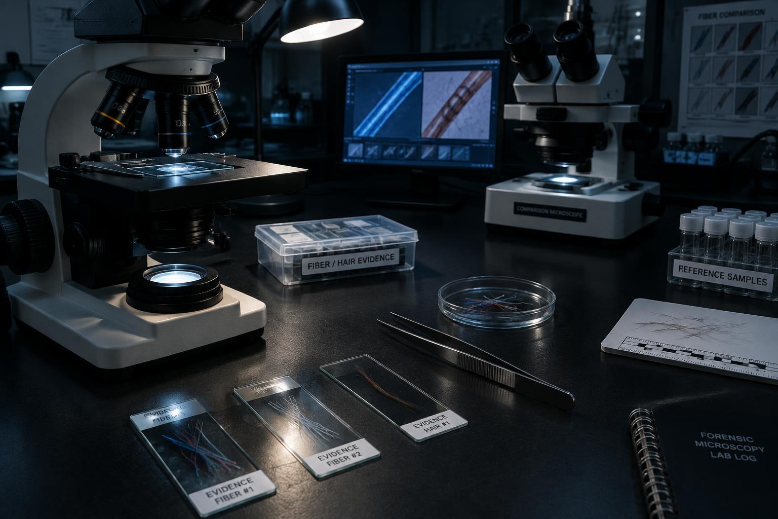 Fotografía del laboratorio: Análisis de Fibras y Cabellos